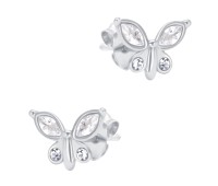 Butterfly with Crystal Silver Stud Earring STS-6731